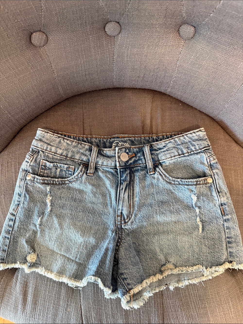 art class light blue distressed denim shorts with frayed hem girls size 10/12